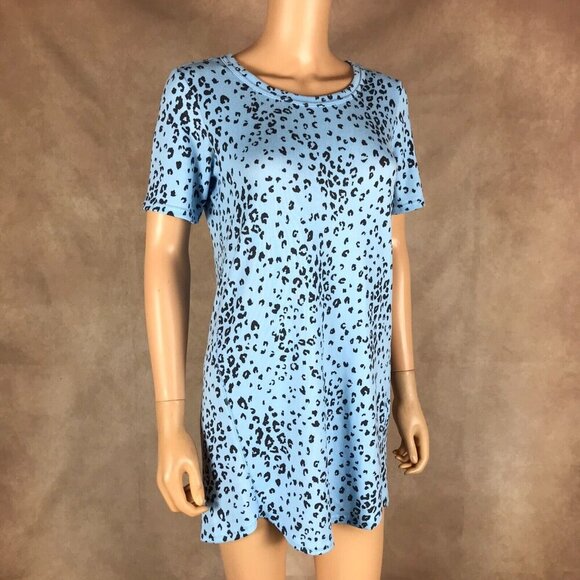 JENNI Blue Cheetah Print Short Sleeve Knit Nightgown NWT XS - Picture 7 of 11